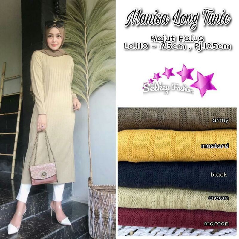 Baju Tunik Rajut Halus Manisa Long Tunik
