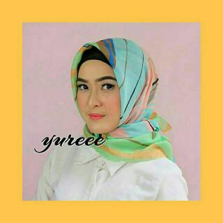 Kerudung Jilbab Hijab Motif Bunga Biru Dongker Segiempat Square Guzela Bibil Shopee Indonesia