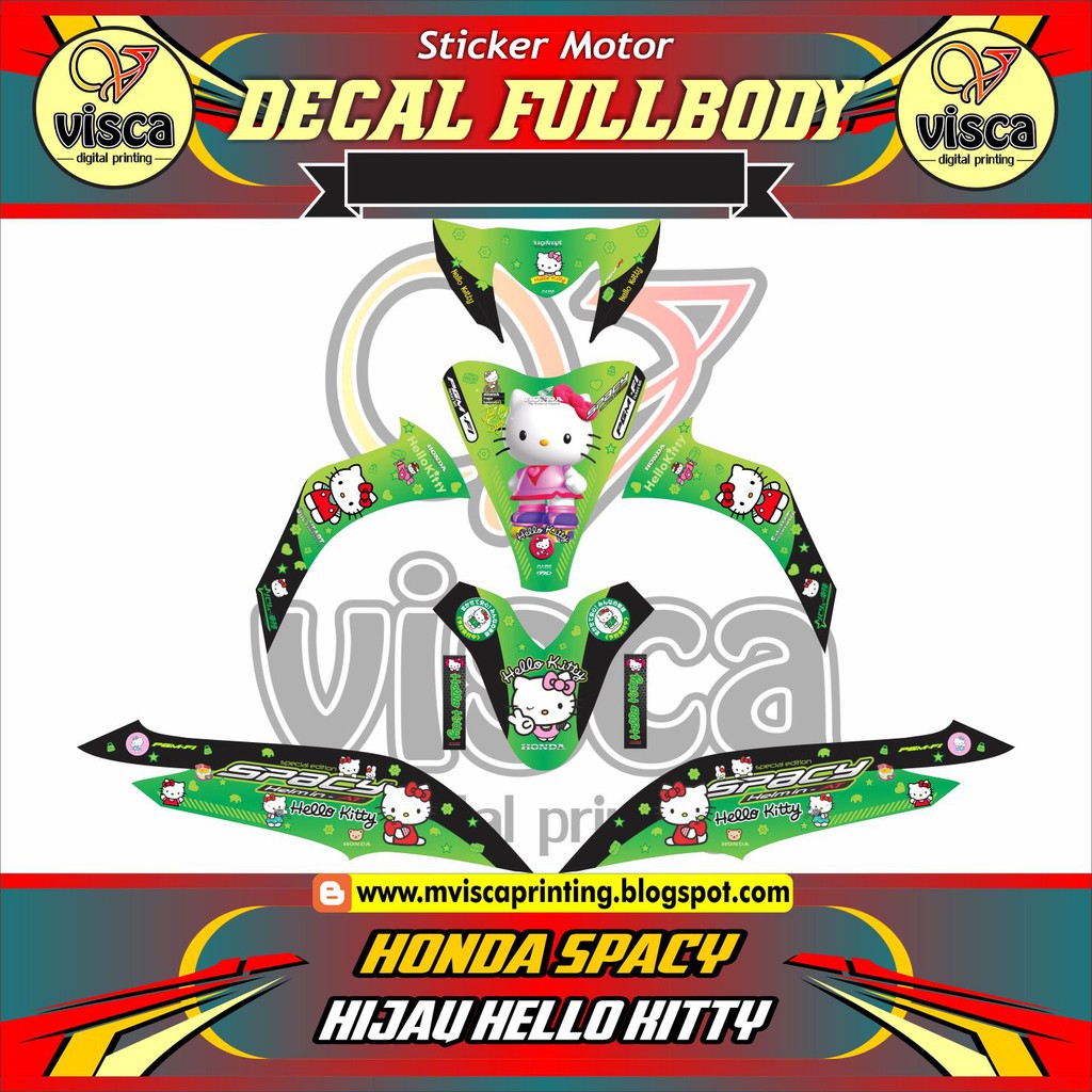 DECAL STIRIPING SPACY STIKER FULL BODY SPACY HIJAU HELLO KITTY
