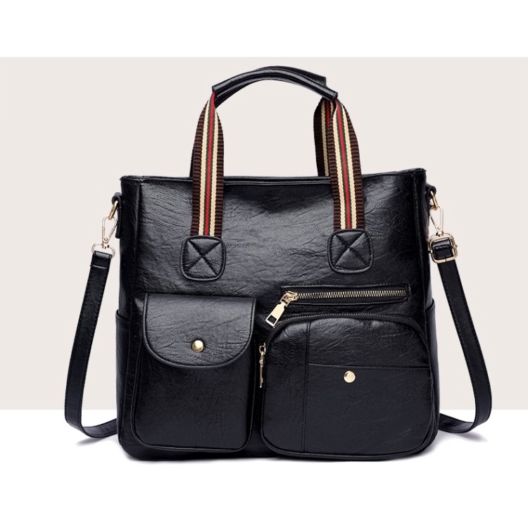 TAS SELEMPANG WANITA IMPORT PREMIUM KULIT HITAM LICHEN TA347B5 BATAM MURAH FASHION KOREA BRANDED ORI