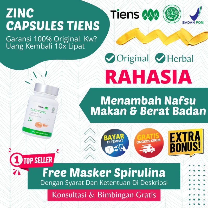 (BISA COD) ZINC CAPSULES ECERAN SUPLEMENT PENAMBAH BERAT BADAN ORIGINAL TIENS SUPER WEIGHT GAIN PENG