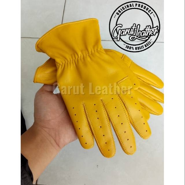 SARUNG TANGAN KULIT ASLI - SARUNG TANGAN KULIT CLASSIC YELLOW - SARUNG TANGAN KULIT PRIA WANITA