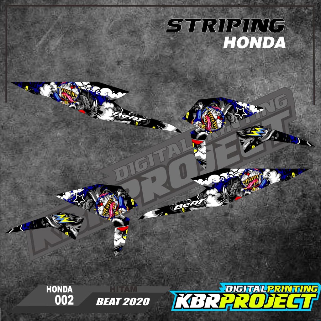 (cod) BEAT DELUXE 2020 Stiker Motor Striping Variasi Honda Racing Skotlet Scotlite 002 TRANSPARAN