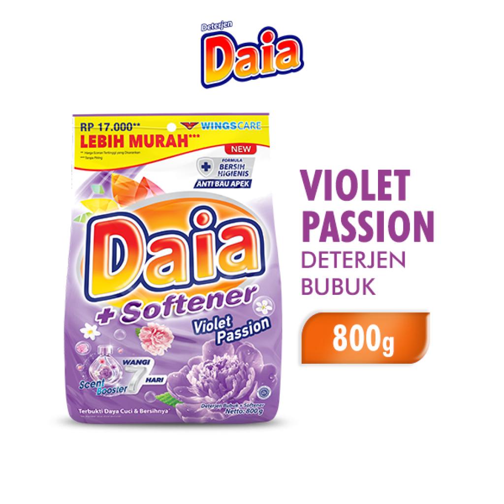 Promo Harga Daia Deterjen Bubuk + Softener Violet 850 gr - Shopee