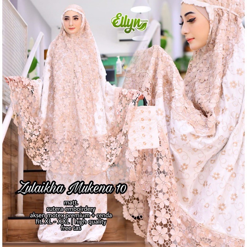 MUKENA ZULAIKHA BORDIR REMPEL PUTIH POLOS LIS GOLD MEWAH LEBARAN IDUL FITRI LAMARAN