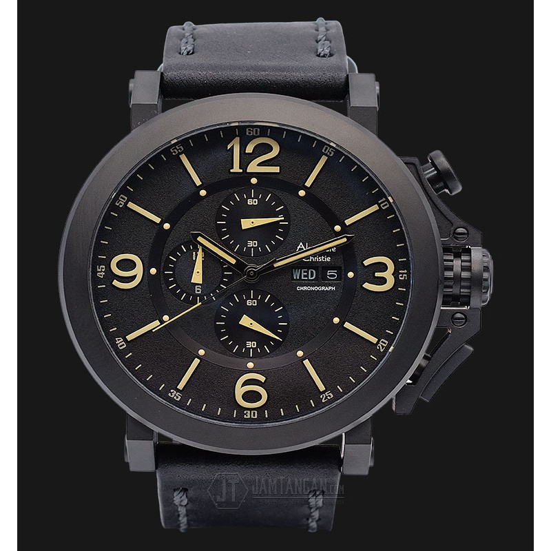 Alexandre Christie AC 6281 MC LIPBAIV Man Sport Black Dial Leather Strap