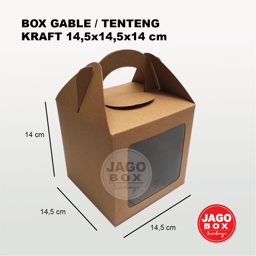 Gable Box | Dos Tenteng | Box Cookies | Dos Kue 14,5x14,5x14 cm Kraft