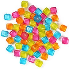 18Pc Plastic Reusable Ice Cubes Pack Mix Coloured Cubes 