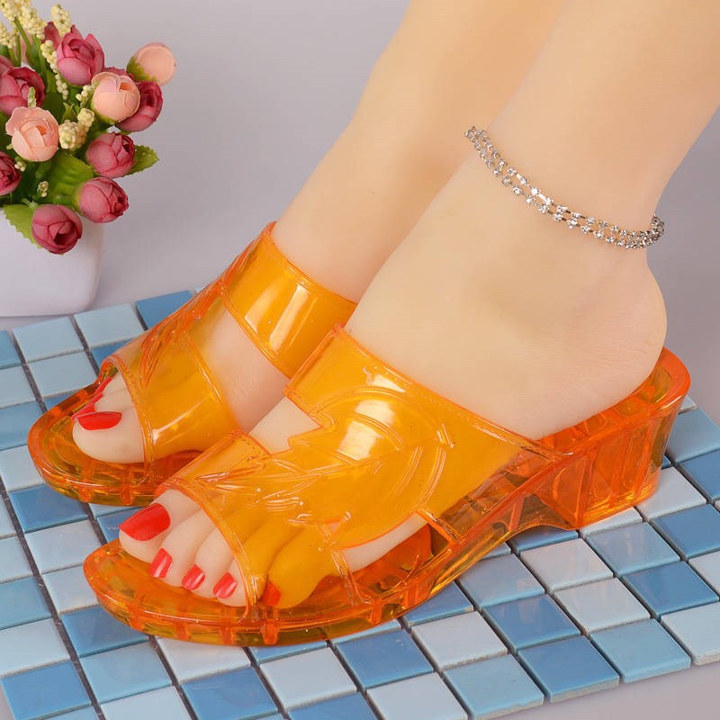  Sandal  Wedges Wanita  Bahan Plastik  Jelly Kristal Warna 