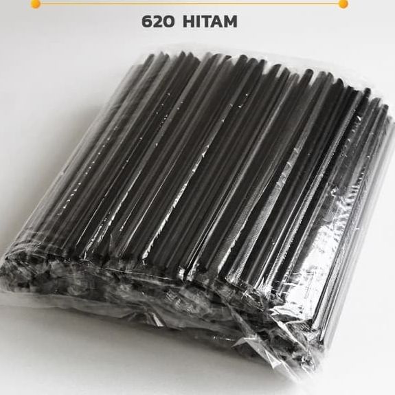 Sedotan Hitam 6mm 20cm Higienis Steril / Coffee Straw sedotan 620 - Bening