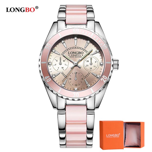 HOT PROMO 2018 Longbo Merek Fashion Watch Wanita Mewah Keramik dan Paduan Gelang Analog Arloji