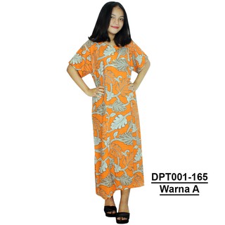 Daster Batik Lengan Pendek - Motif Daun - Leher Kancing