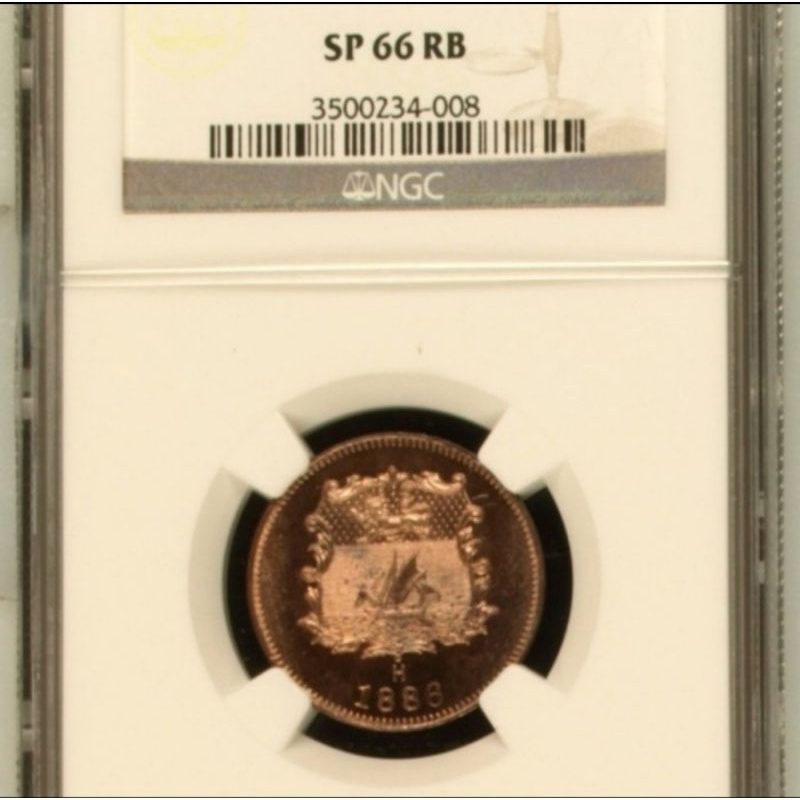 NGC SP 66 1/2 cent 1886H British North borneo koin tembaga 1/2 sen