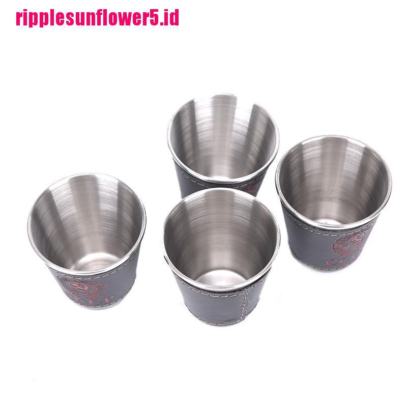 4pcs / lot 70ml Gelas Wine Bahan Stainless Steel Untuk Camping / Piknik