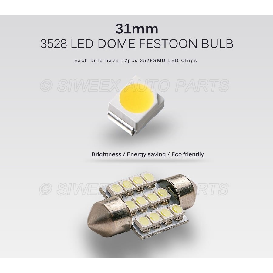 Lampu Mobil LED Super White 31mm Festoon 16 SMD 1210 2 PCS