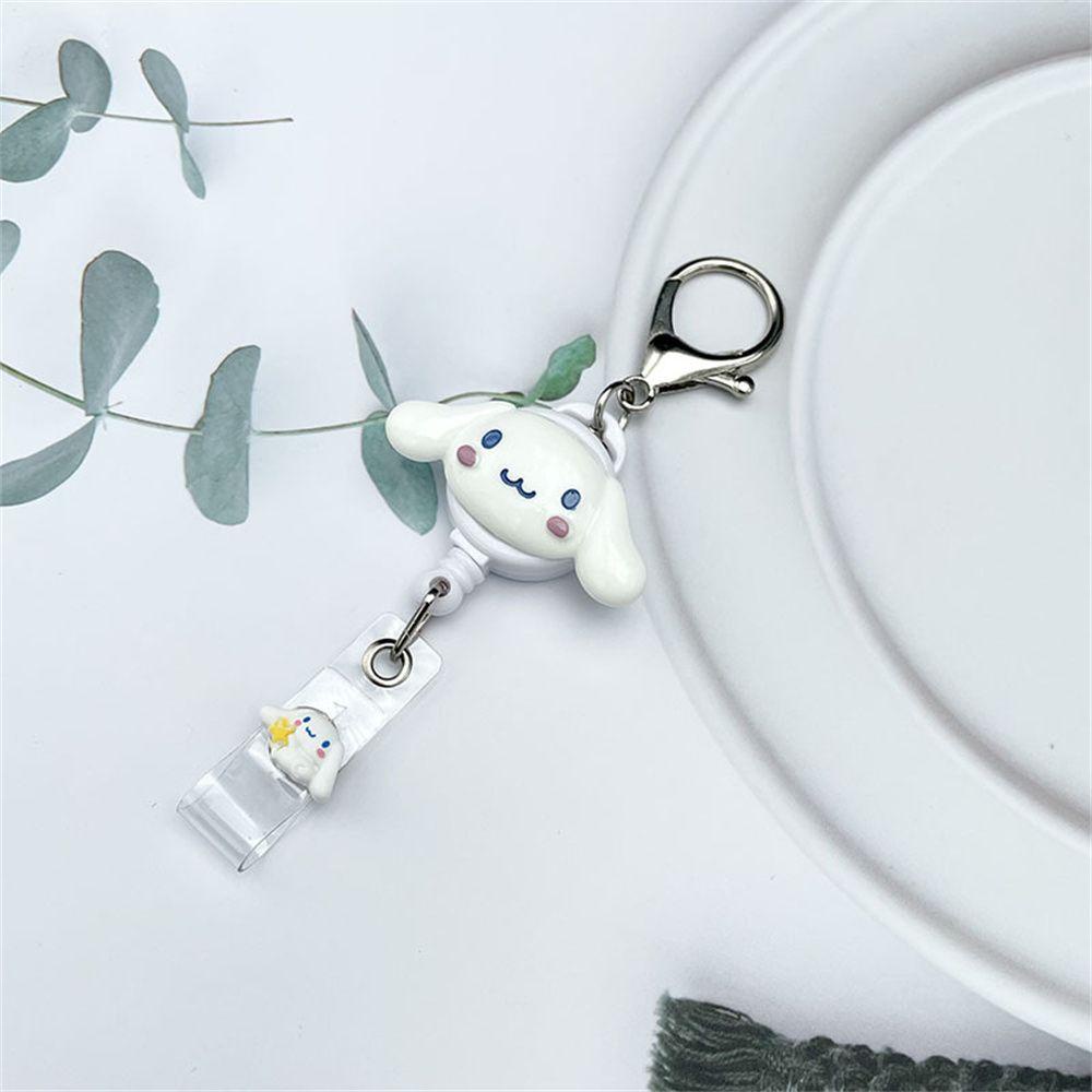 Agustinina Ditarik Lencana Gulungan Kawaii Kartun Klip Kartu ID Card Kerja Klip Cinnamoroll Kartu Siswa Perawat Badge Holder