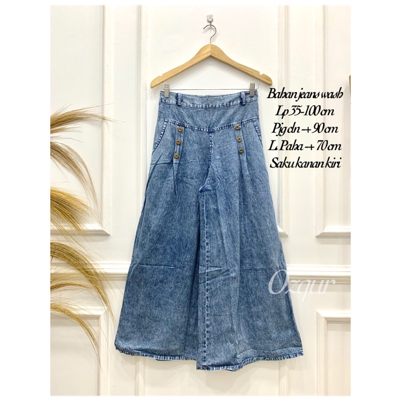 1 KG 3 PCS | DELONIX KULOT JEANS / CELANA KULOT JEANS WANITA / BAWAHAN CEWEK / JIN JINS SNOW-ALAZKA BIRU STD