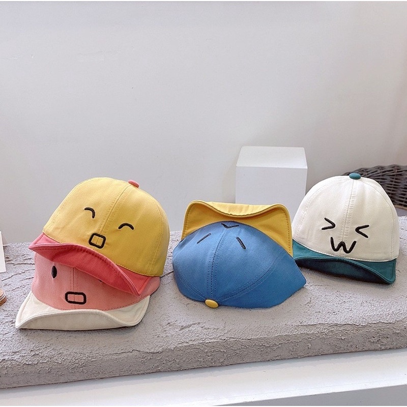 Topi Lokal Anak Bayi Laki Laki Perempuan Model Emoticon Lingkar 47 48 49-2