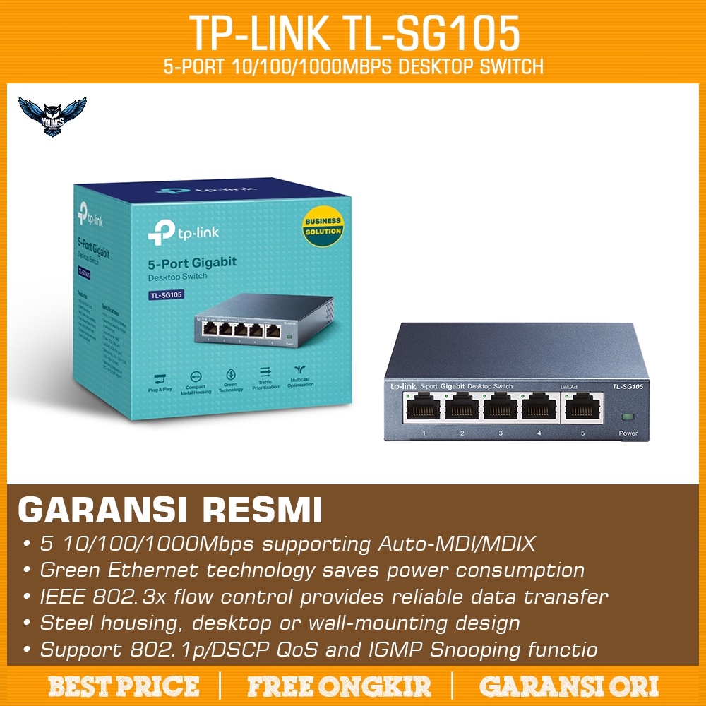 TP-LINK TL-SG105 5-Port Gigabit Desktop Switch Hub Internet TPLink