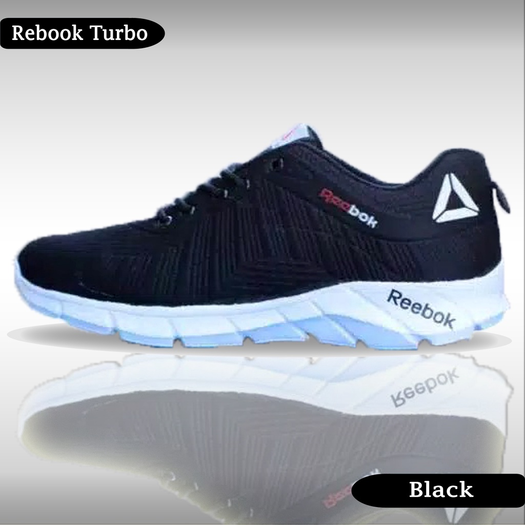 Sepatu sneaker pria/wanita sport running Rbk turbo hitam high quality original import