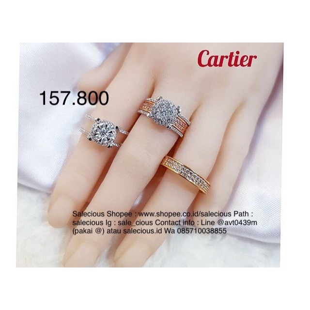 Cincin cartier perhiasan Lapis emas luxury