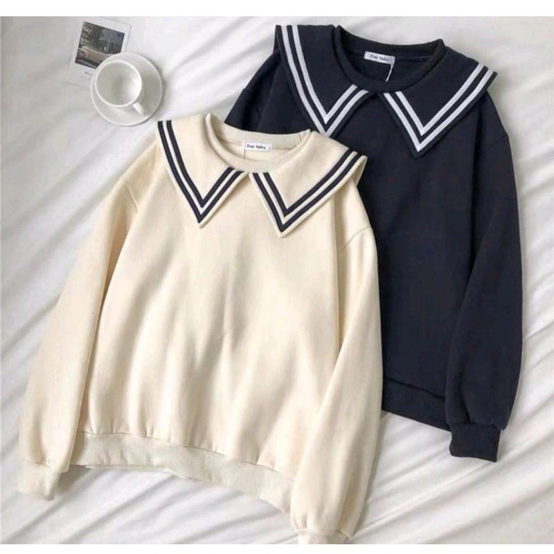 PULMA TOP SWEATER CREWNECK KERAH JAPAN BAHAN FLEECE TERBARU