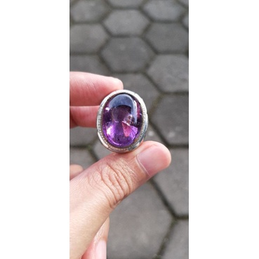 Natural Cincin Batu Kecubung Amethyst Tanjung Bintang Asli Indonesia Serat Es Ciamik