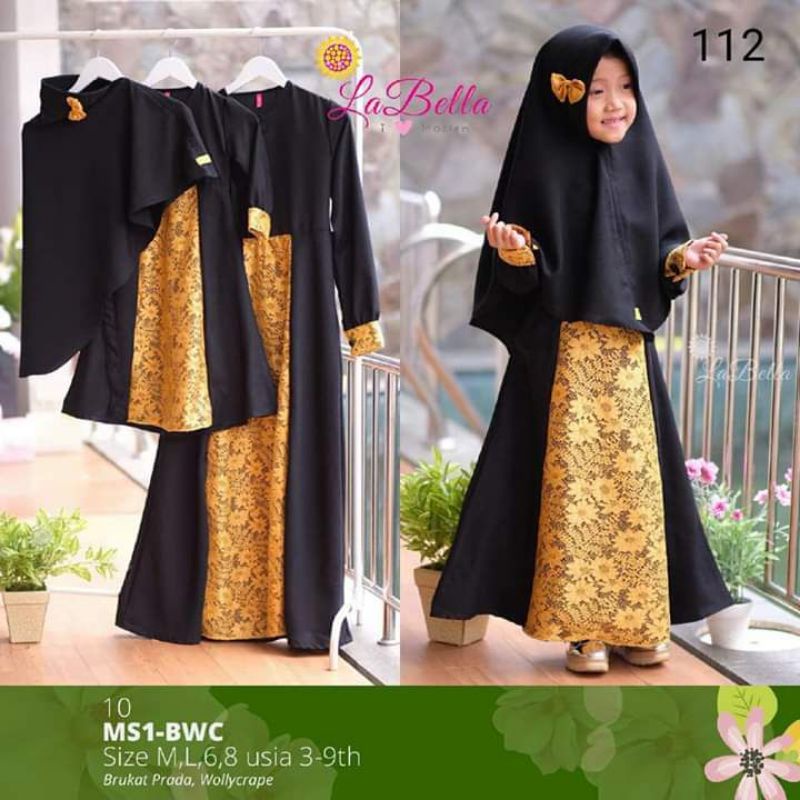 [ IRIANA ] By Labella baju muslim brukat gamis anak brokat dress anak warna gold black toko baju ana
