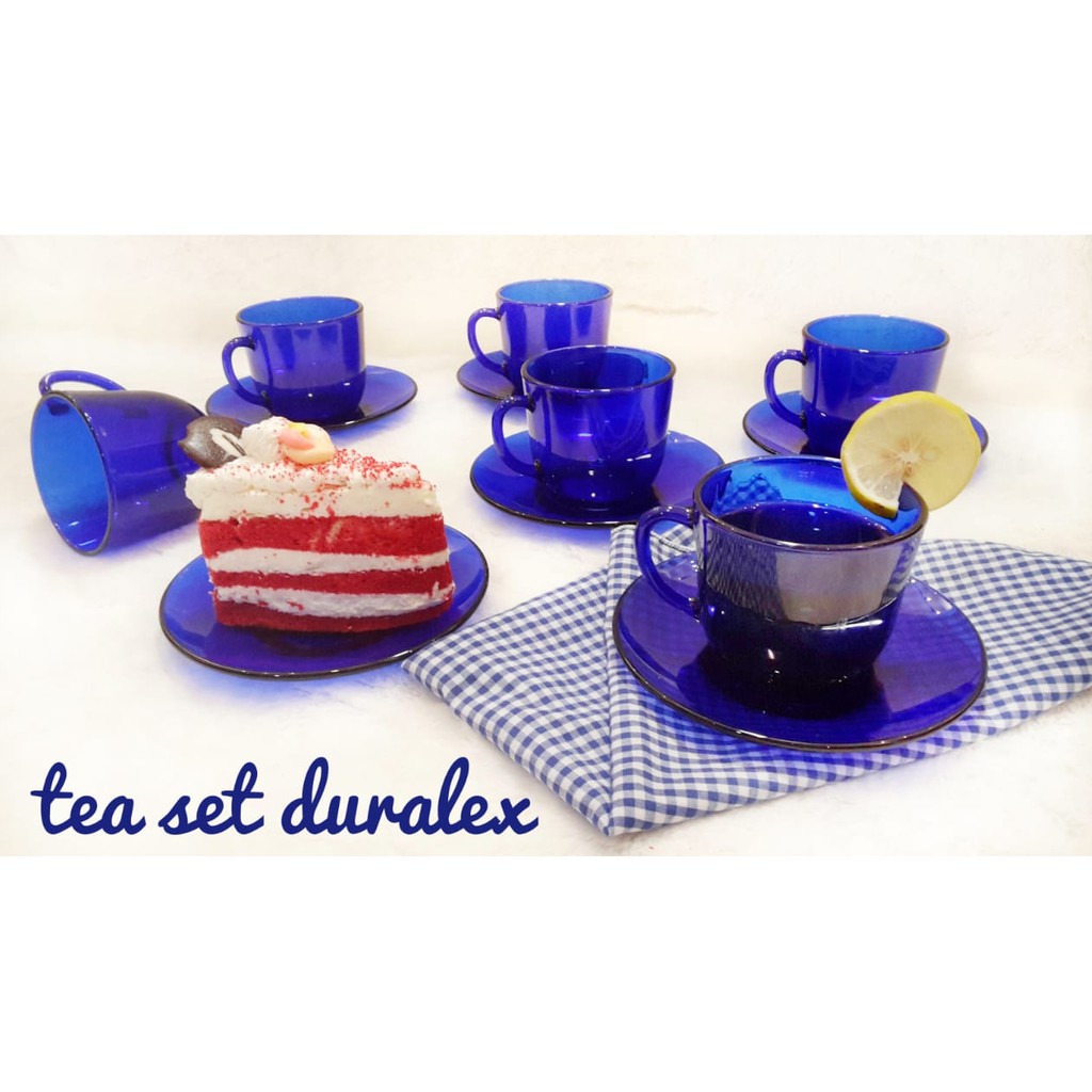 Duralex Tea Set 6 Pcs Dengan Piring Kecil Original