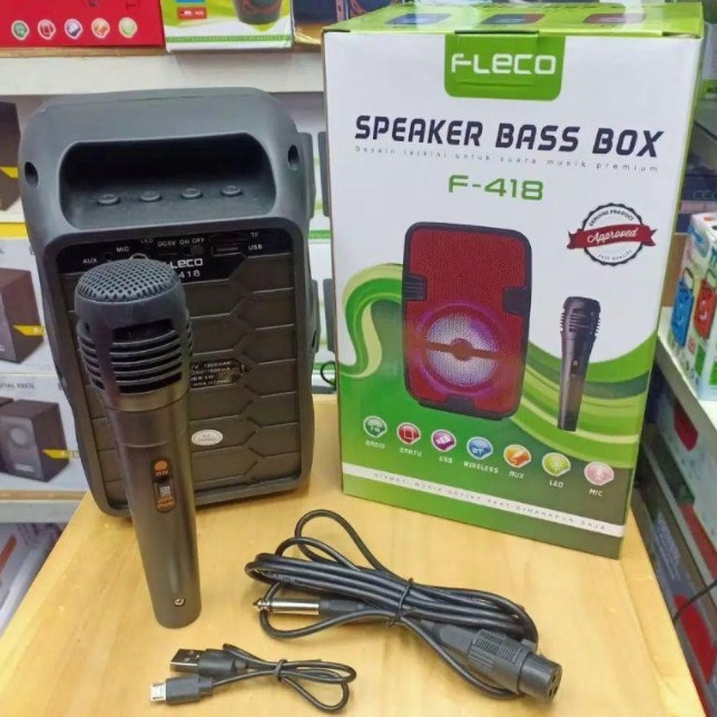 Speaker Fleco F-418 Bluetooth Free Microphone MP3 FM USB