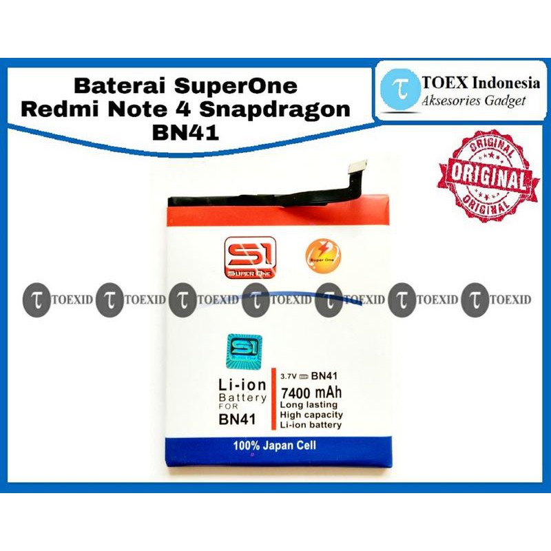 Baterai Xiaomi Redmi Note 4 BN41 - Batre Batrai Double Power - Super One BN 41 Original