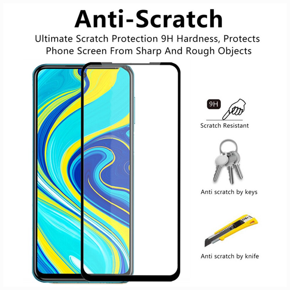 2 In 1 Full Glue For Redmi Note 9s 9Pro Max Tempered Glass+ Camera Lens Screen Protector