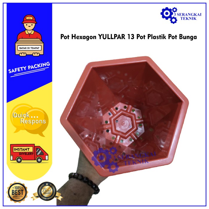 Pot Hexagon YULLPAR 13 Pot Plastik Pot Bunga