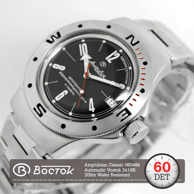 *FREE ONGKIR* Jam Tangan Diver Rusia Vostok Amphibian Automatic Classic Black 060484 *PROMO BRANDED*