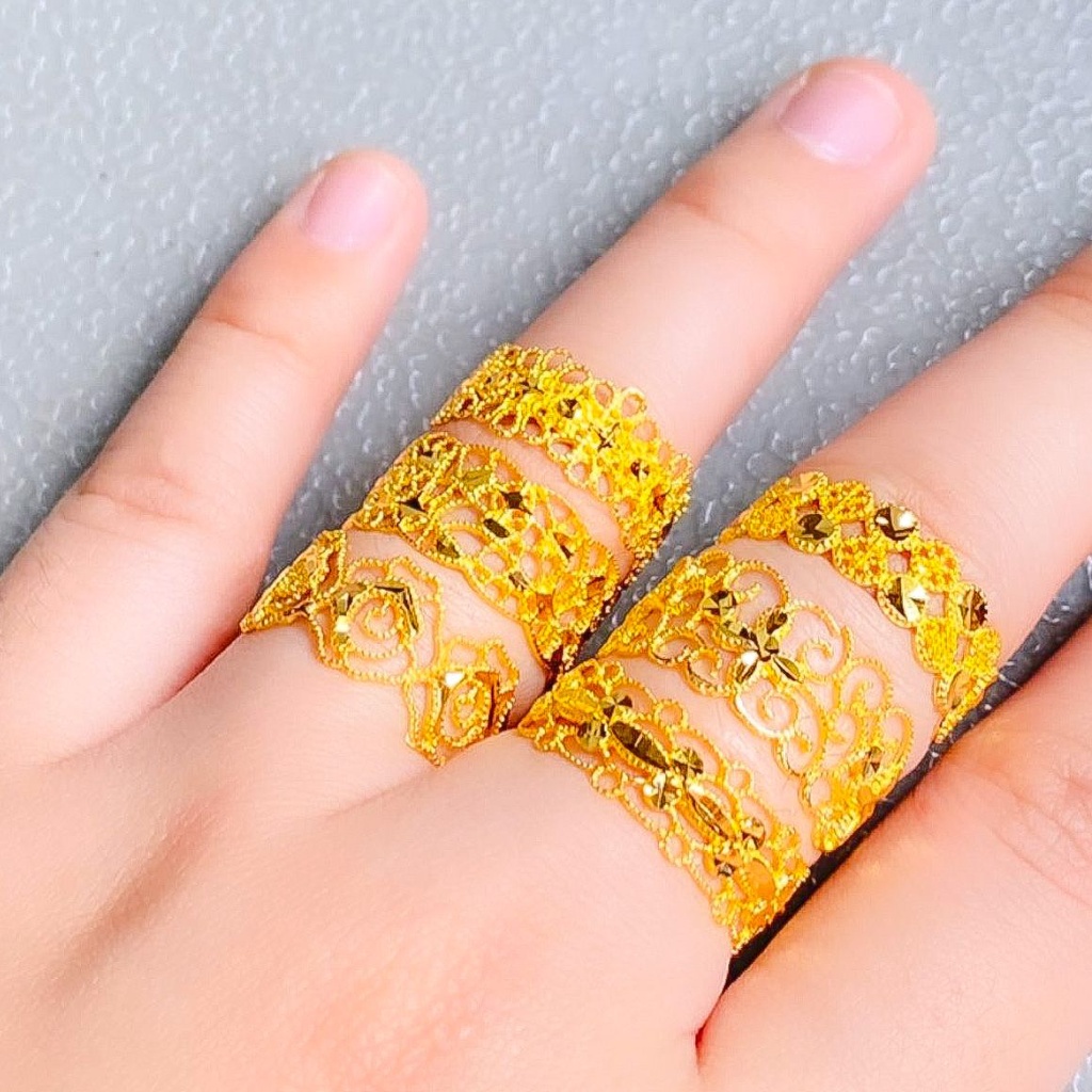 Cincin anak dan dewasa emas asli kadar 70 16k model lebar rose mawar clover renda kerawang aesthetic 1 satu gram gr g nomor no 11 12 13 14 15 16 17 terbaru