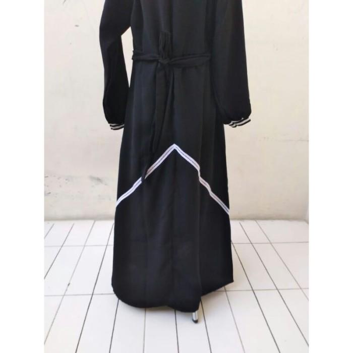 YC488 Gamis syar i anak perempuan warna hitam usia 8-12 tahun