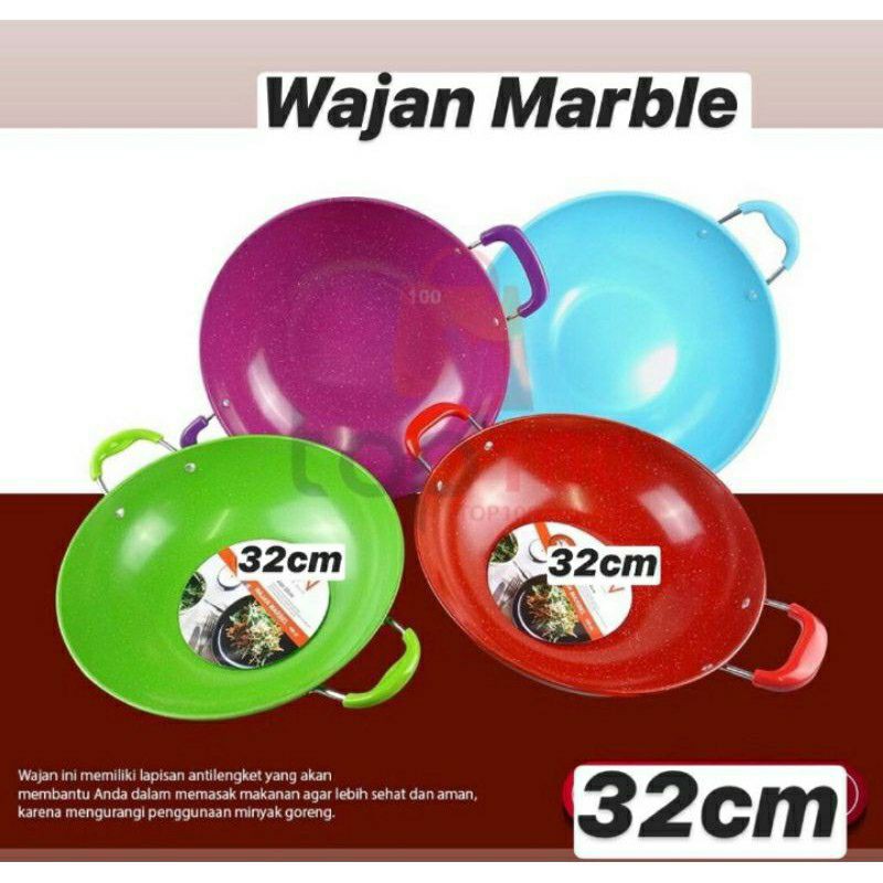 wajan warna ukur 32cm / wajan enamel