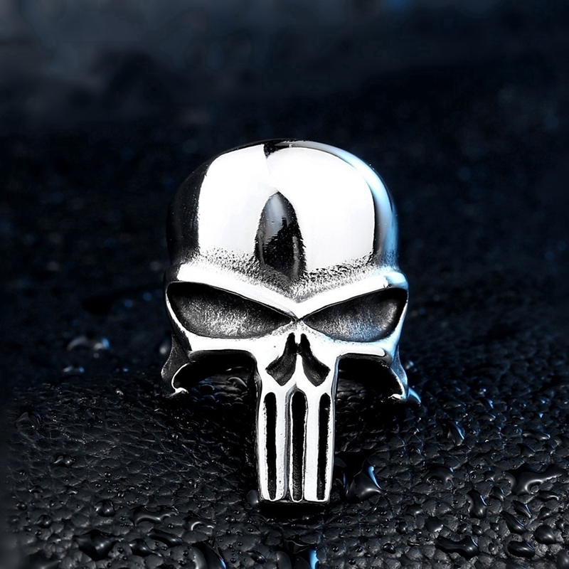 Pakaian Pria  Punisher SKull Cincin Perhiasan Baja tahan karat 316L