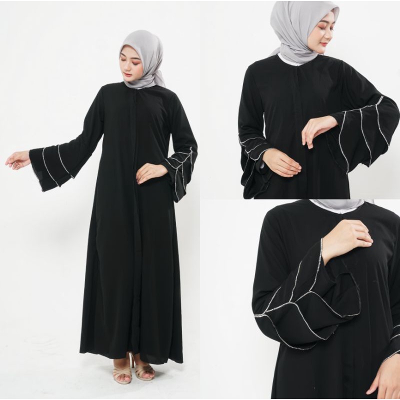 Abaya elhabsyi Gamis Arab Hitam Bahan Jet Black Saudi