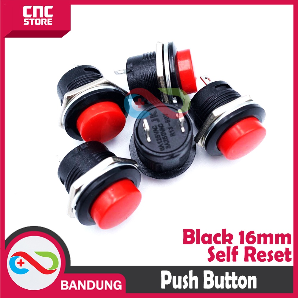 PUSH BUTTON NON LOCKING 16MM SELF RESET RED