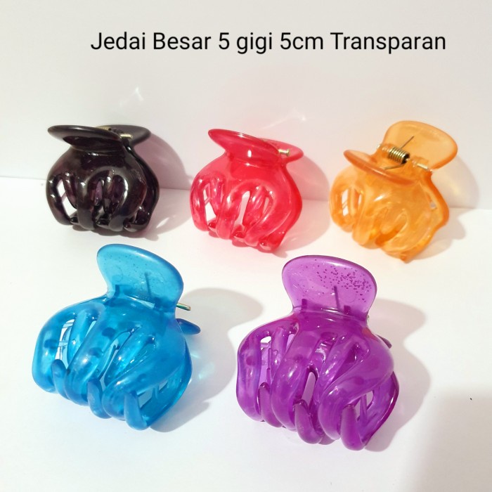 Jedai Besar Transparan 5 Gigi Uk 5 cm Jepit Rambut Badai Besar Murah