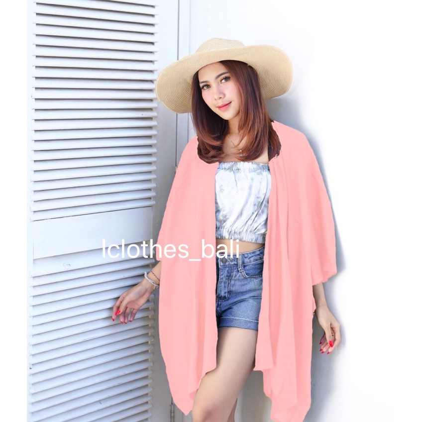 CARDIGAN PANTAI POLOS C002-PEACH