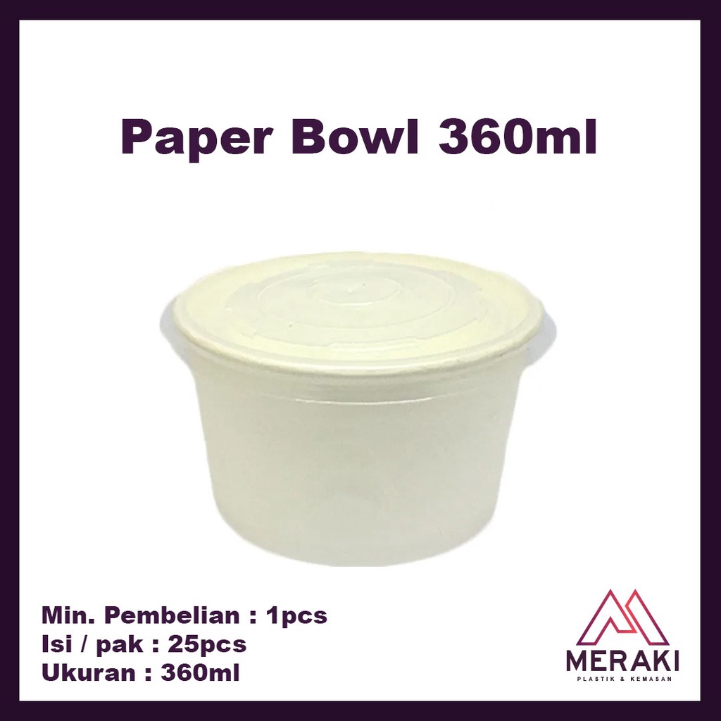Tutup untuk paper bowl 360ml mangkuk kertas kemasan makanan