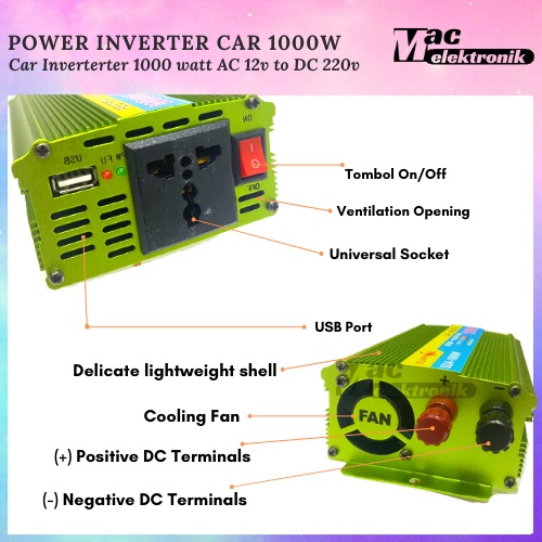 Power Inverter Digital 500W dan 1000w DC 12V ke AC 220V