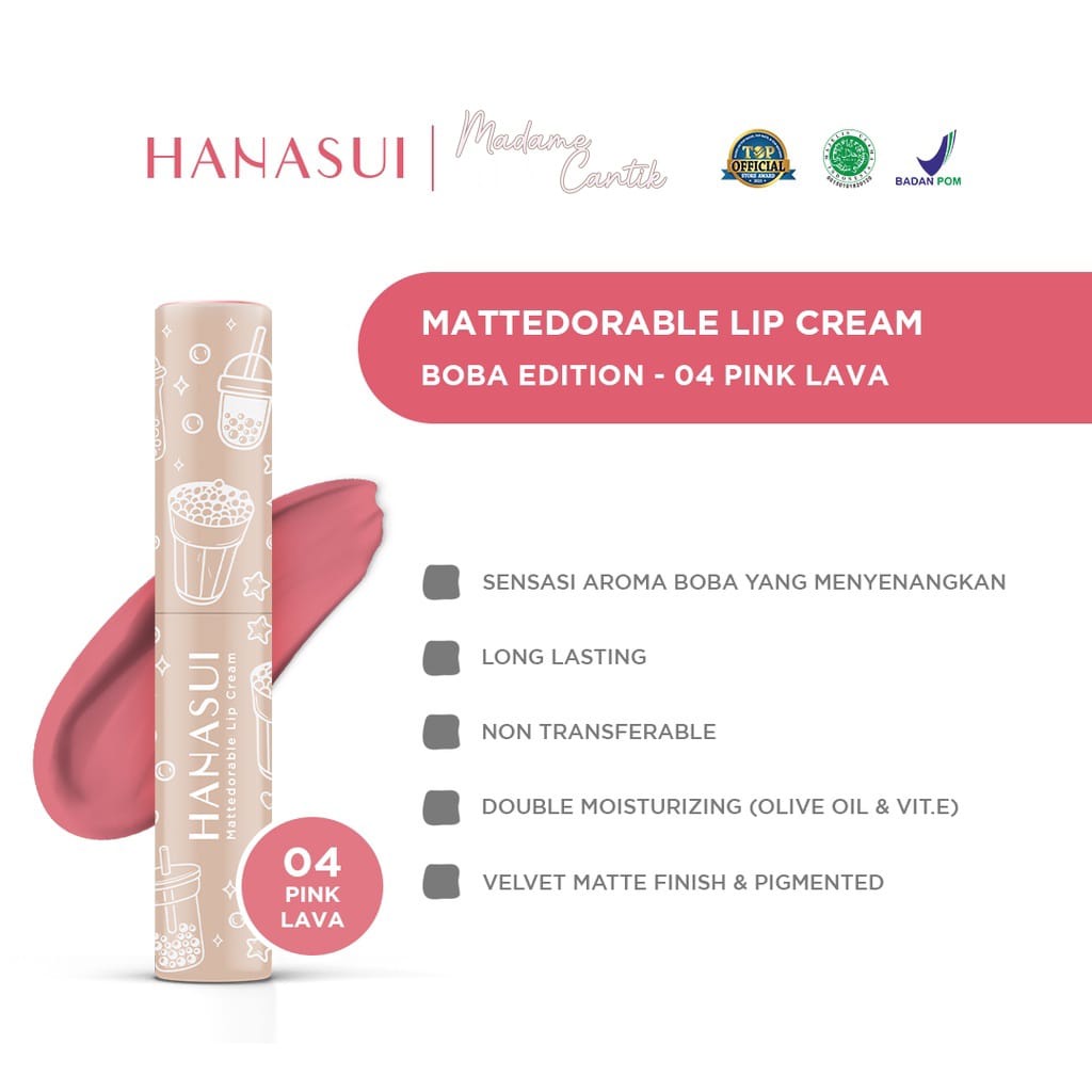 Hanasui Mattedorable lipcream Boba Edition