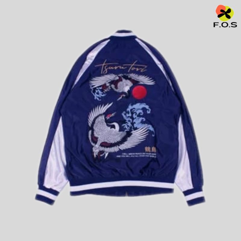 Jaket Sukajan Murah / Sukajan Tsurutori Navy White (S -XXL)