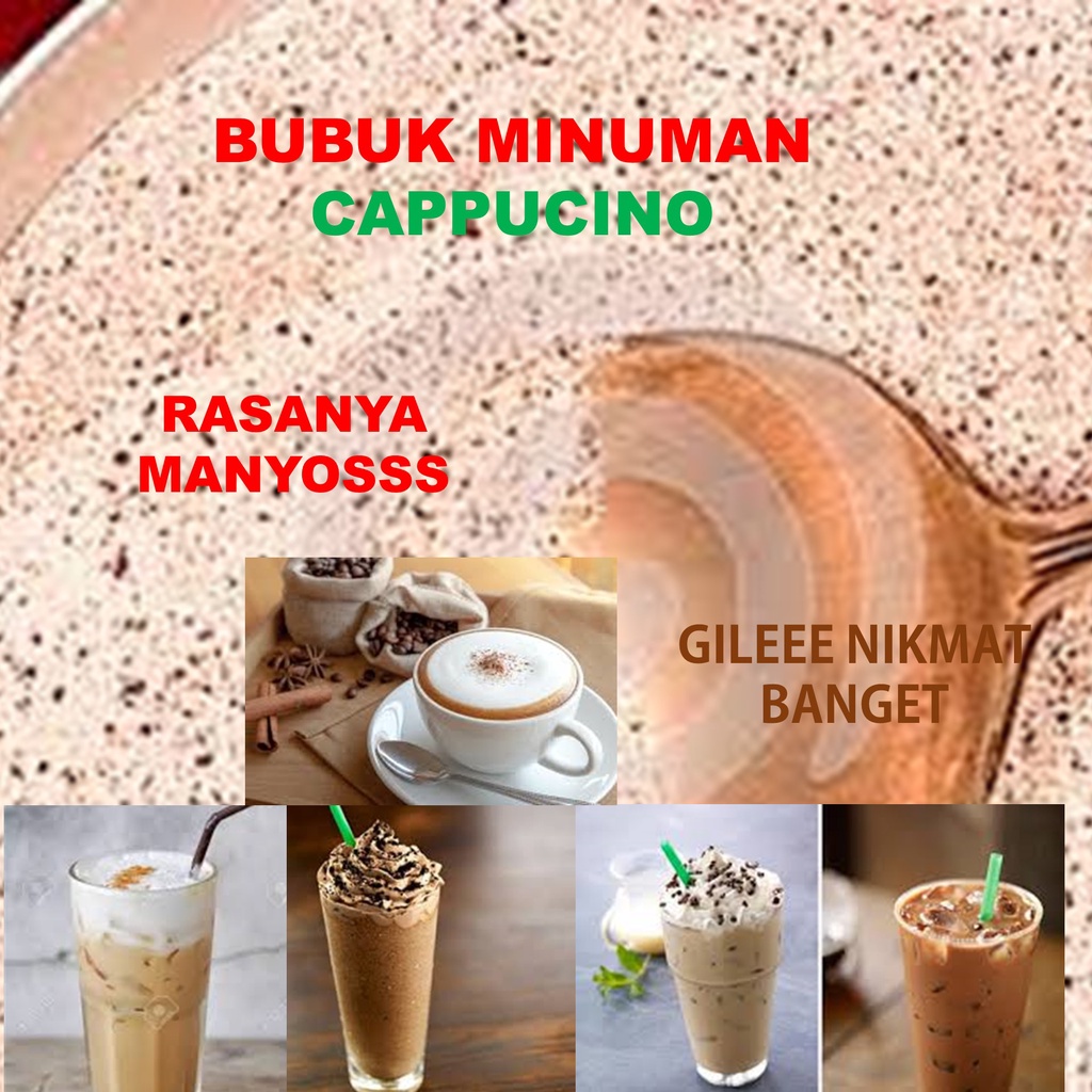 

Bubuk Minuman Cappucino Halal Kwalitas Premium 100 Gram | Serbuk Bubuk Minuman Cappucino ALA CAFE | Bubuk Minuman Rasa Kopi Cappucino Powder Drink | Bubuk Minuman cappucino powder drink untuk capcin boba enak murah surabaya