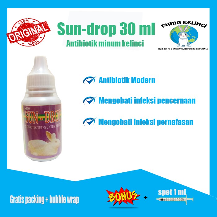 OBAT MENCRET FLU KELINCI SUNDROP 30 ML DIARE PILEK BATUK BERAK BERDARAH SUN DROP