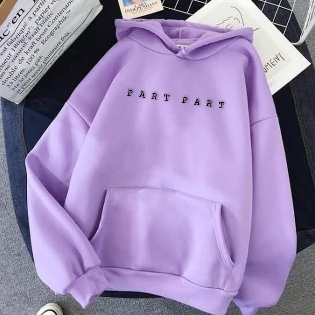 SWEATER HOODIE PART PART / SWEATER WANITA / JAKET SWEATER / JAKET TEBAL / SWEATER LILAC /JAKET MURAH