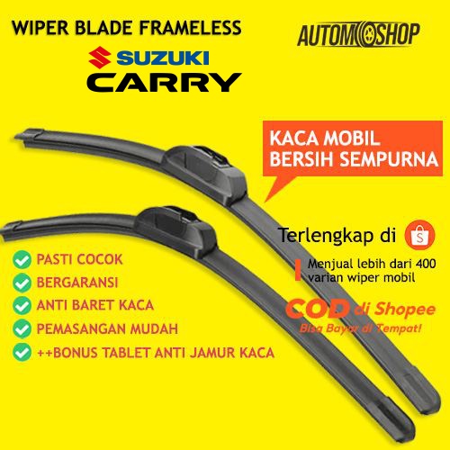 Wiper Kaca Mobil Frameless suzuki Carry Futura BONUS Tablet Anti Jamur Kaca
